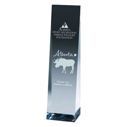 Laser Engraved Angeled Obelisk Award - 9 1/2"
