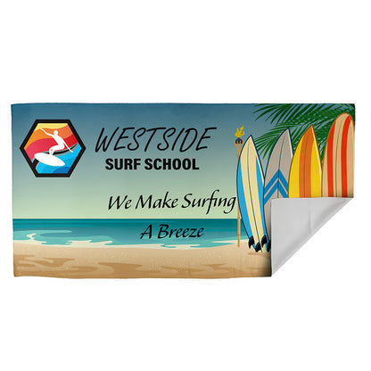 "THE SPACESAVER" 30" x 60" Full Color Ultra-Thin Recycled RPET Polyester Beach/Yoga Towel