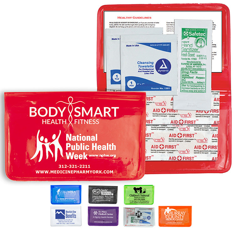 Trans Red "MESS-NO-MORE" 8 Piece Stay Clean First Aid Kit