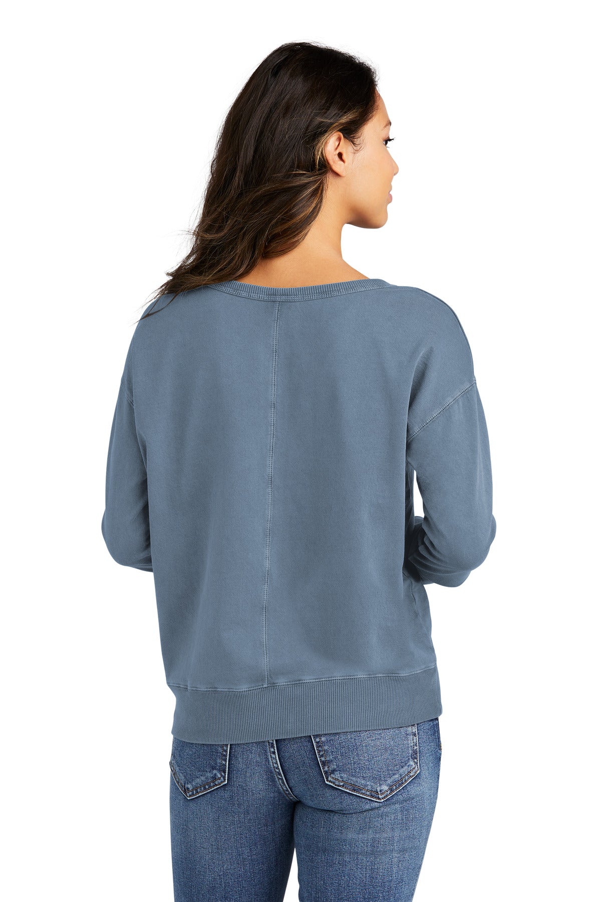 FadedDenim Port & Company Women's Beach Wash Garment-Dyed V-Neck Sweatshirt LPC098V