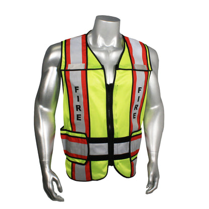 LHV-207-4C Class 2 Breakaway Vest - Fire - Red Trim - Green - Size M-XL