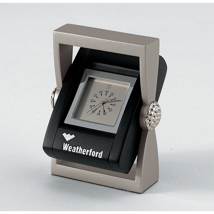 *CLOSEOUT* Black & Silver Clock and Picture Frame with Golf Ball Accents