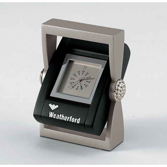 *CLOSEOUT* Black & Silver Clock and Picture Frame with Golf Ball Accents
