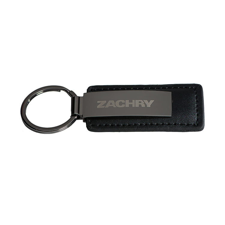 Iluxe Keychain with Black Leather and Gunmetal