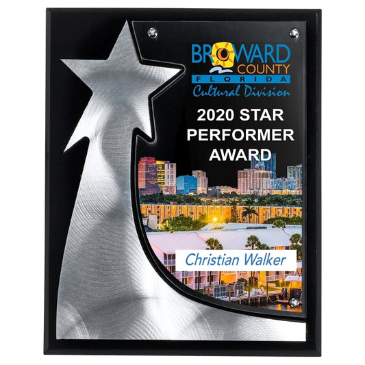 The Rising Star Plaque - Laser Engraved - (8" x 10" x 3/4")