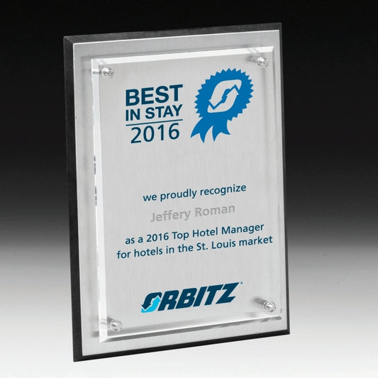 Tall Brushed Aluminum Plaque - Laser Engraved