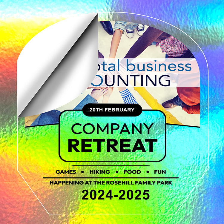 “CUSTOMCUT™” 9.1 sq inch to 16 sq. inch Full Color Custom Shape Removable Vinyl Stickers in Singles