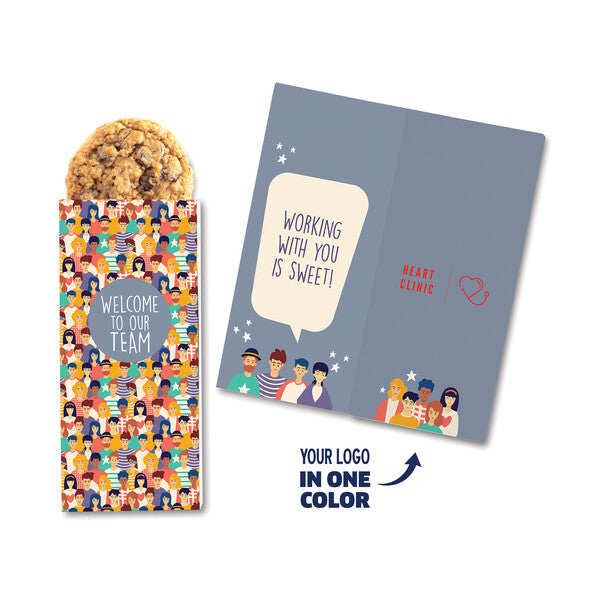 One Color Foil-Stamped Stock Welcome Sweeter Cards with Oatmeal Raisin Cookies