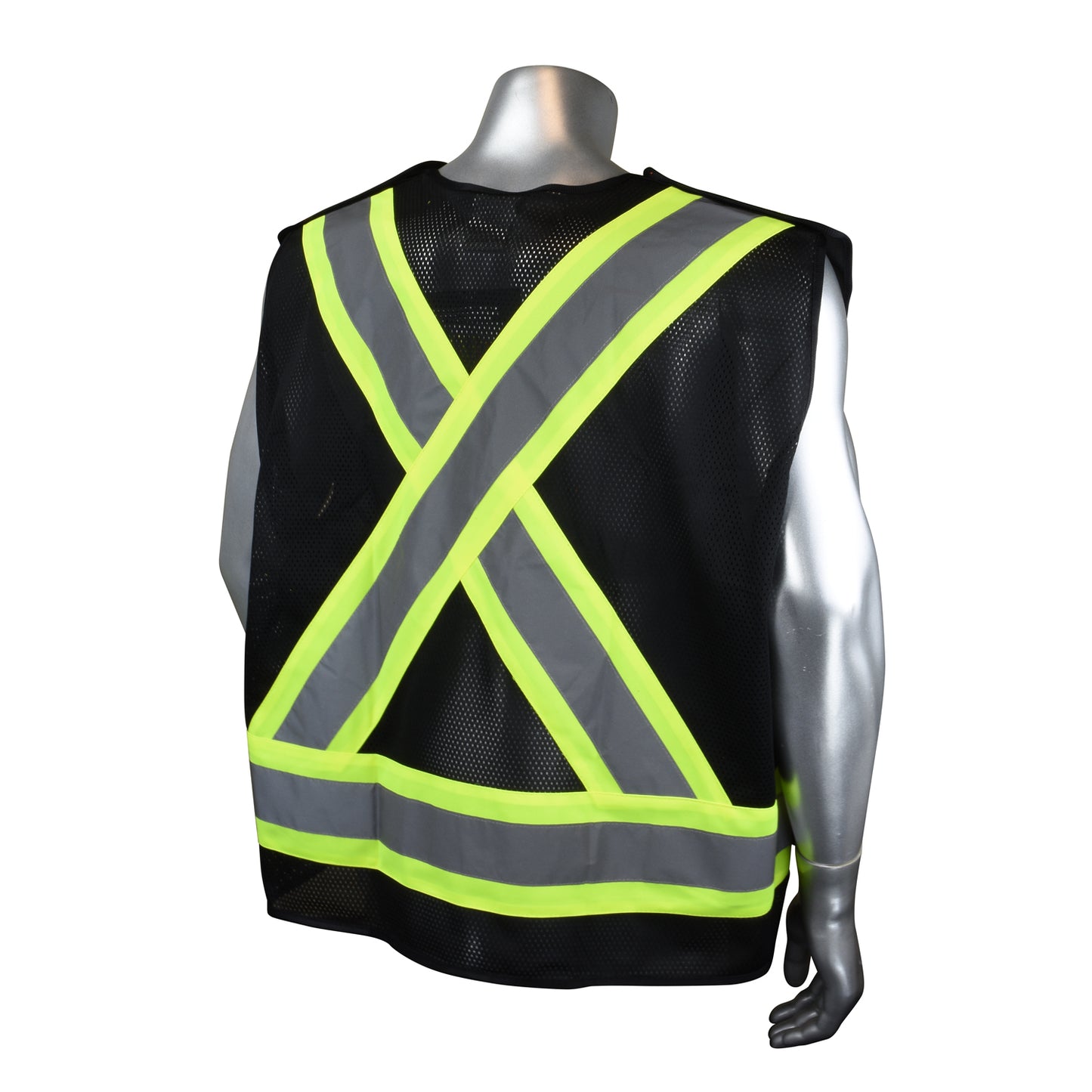 SV020X-1 Heavy Duty 7-Pocket Tear Away Cruiser Vest X-Back - Black - Size 2X