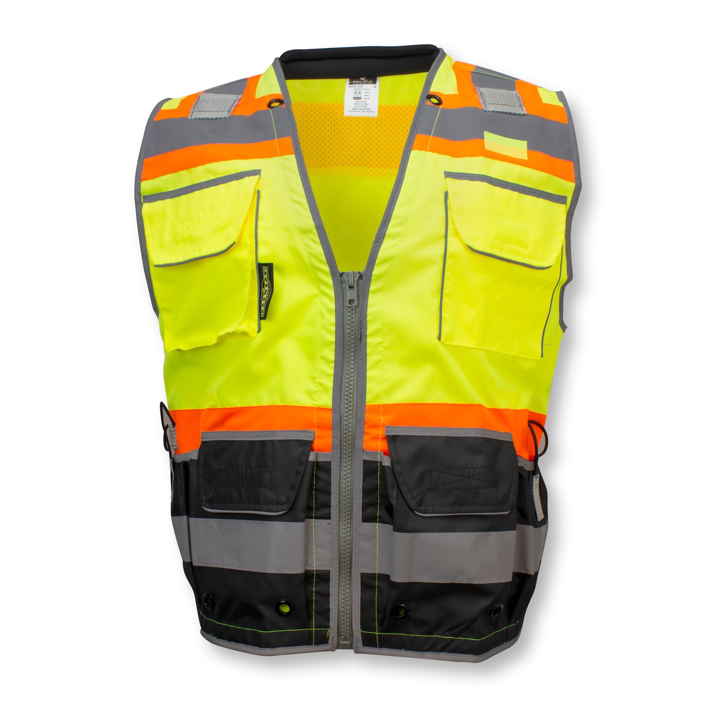 SV55B Class 2 Heavy Woven Color Blocked Two Tone Engineer Vest - Green - Size 2X