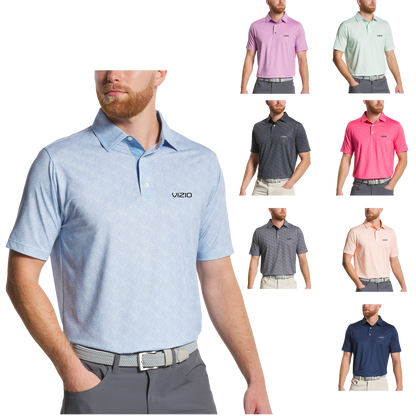 Blue Jay/White FootJoy Speckle Print Men's Polo  - S