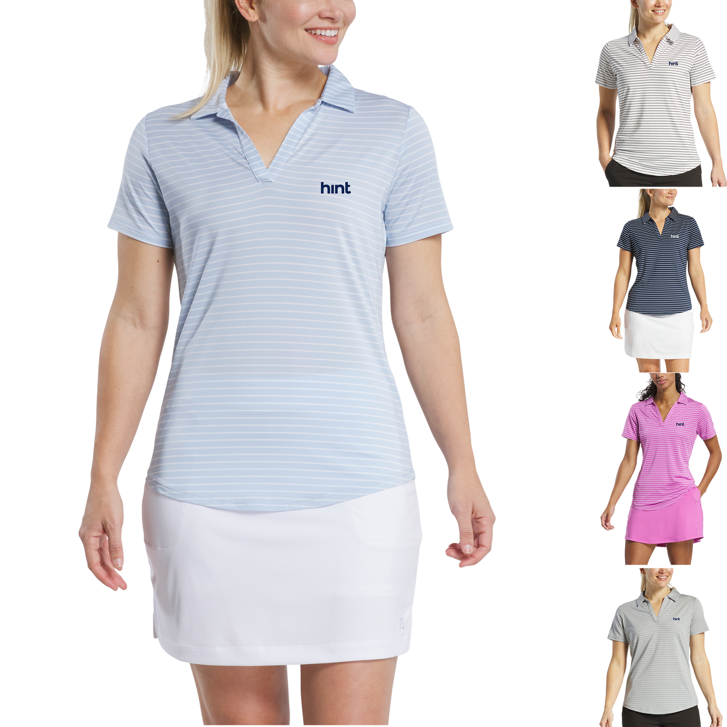 Berry FootJoy Women's Open Collar Stripe Shirt  - 2XL