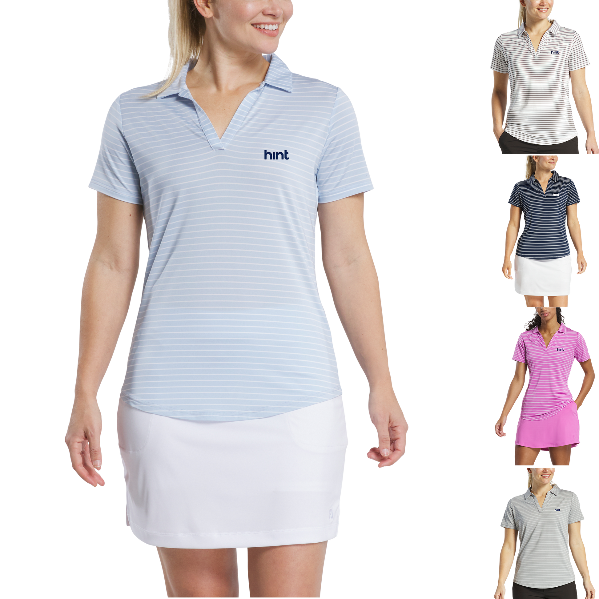 Berry FootJoy Women's Open Collar Stripe Shirt  - 2XL