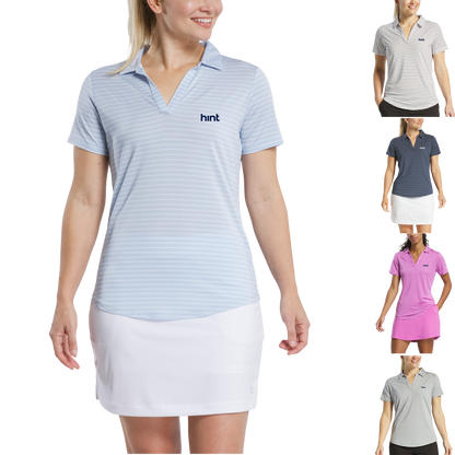 Berry FootJoy Women's Open Collar Stripe Shirt  - 2XL