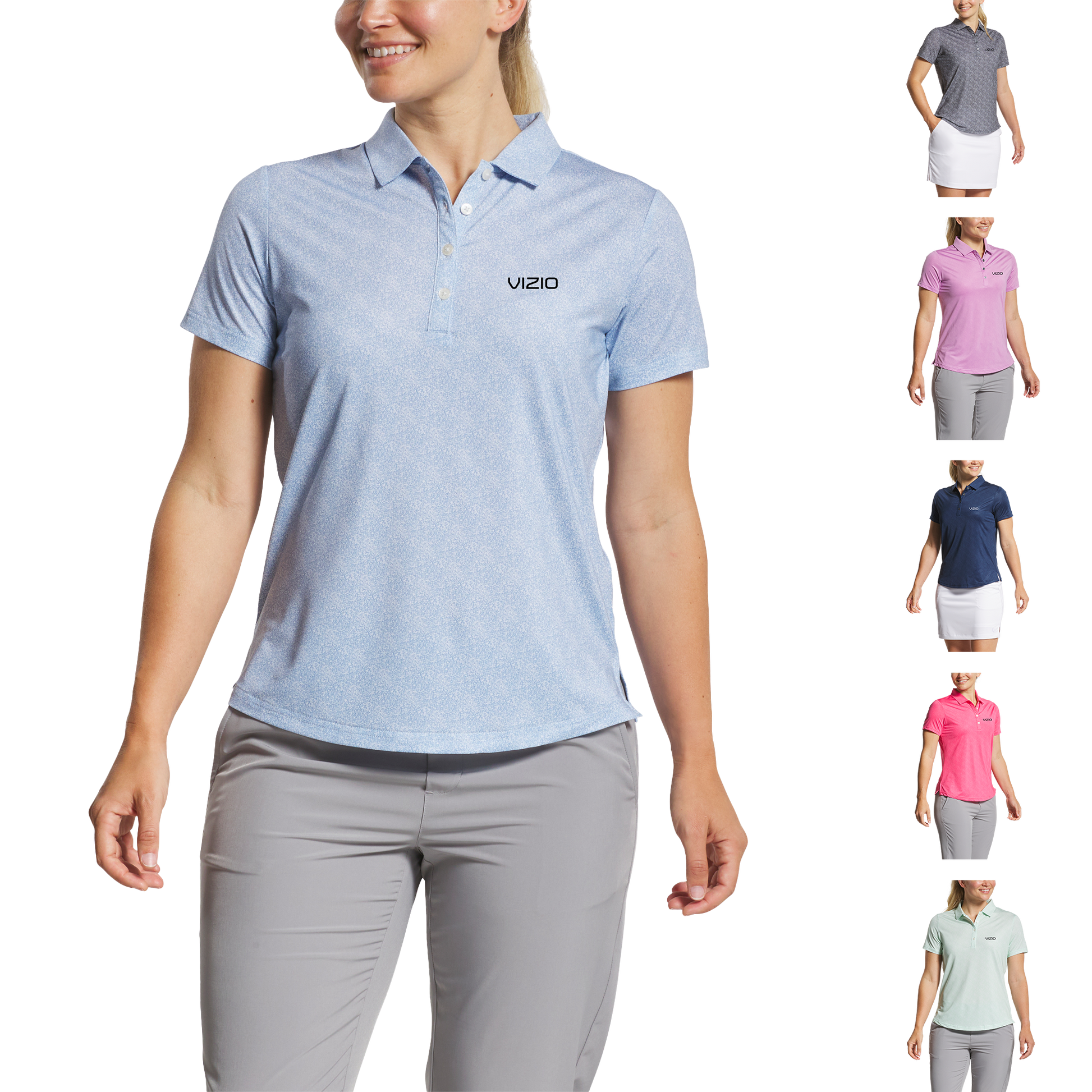 Blue Jay/White FootJoy Women's Speckle Short Sleeve Print Shirt  - 2XL