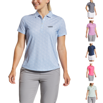 Blue Jay/White FootJoy Women's Speckle Short Sleeve Print Shirt  - 2XL