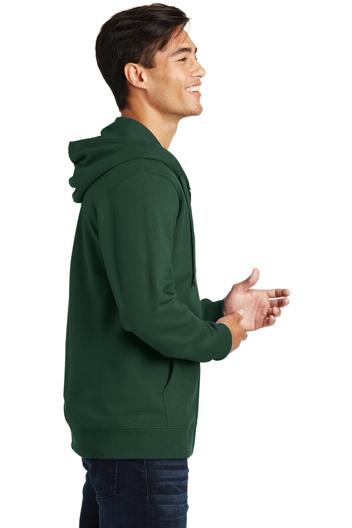 Forest Green Port & Company Fan Favorite Fleece Full-Zip Hooded Sweatshirt. PC850ZH
