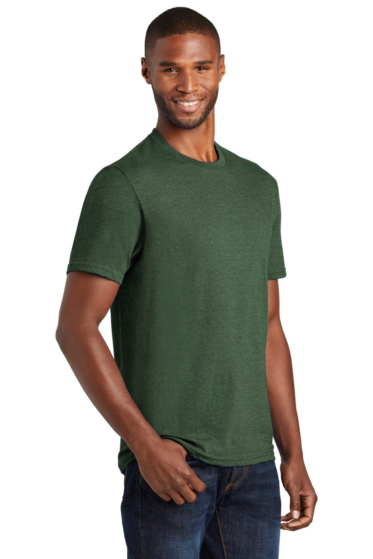 Forest Grn Hth Port & Company Fan Favorite Blend Tee. PC455