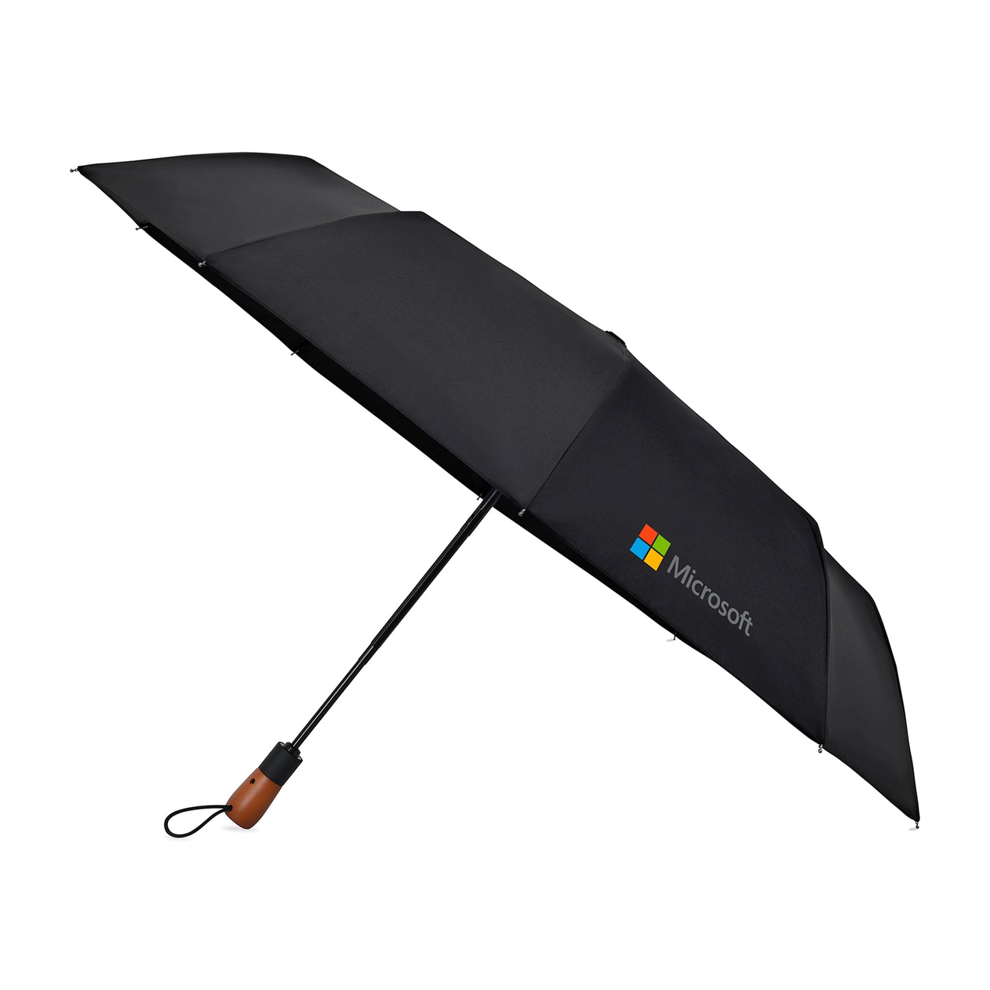 Black Elements 46" Recycled Auto Open & Close Executive Folding Umbrella