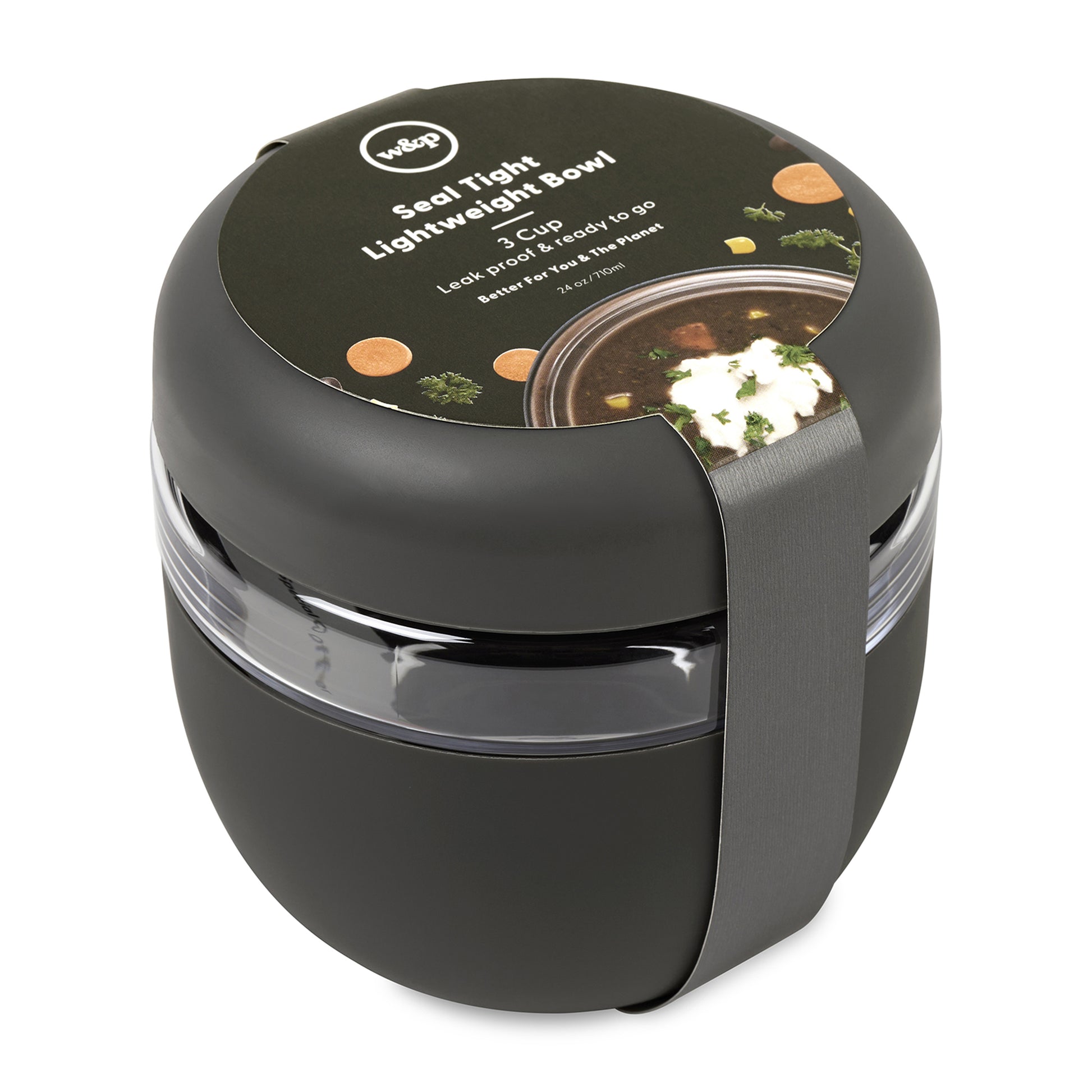 Charcoal W&P Seal Tight Plastic Bowl 24 Oz.