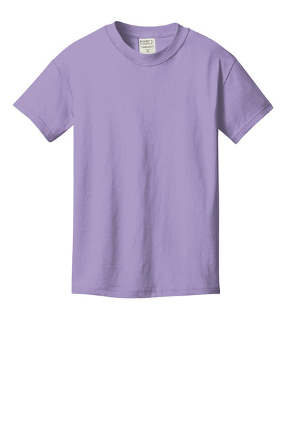 Front View of Amethyst Port & Company Youth Beach Wash Garment-Dyed Tee. PC099Y