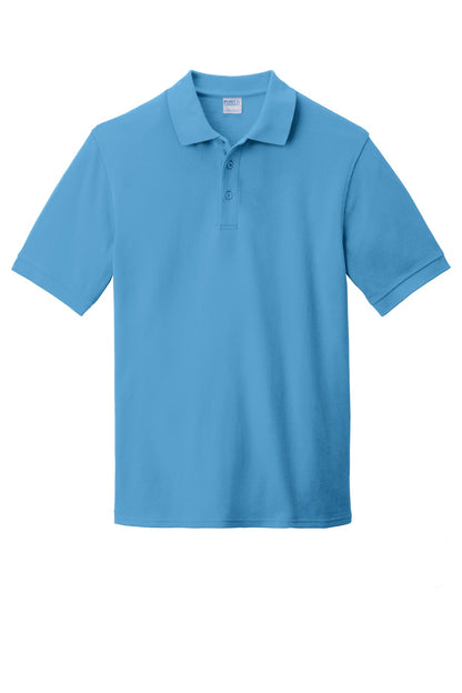 Front View of Aquatic Blue Port & Company Combed Ring Spun Pique Polo. KP1500