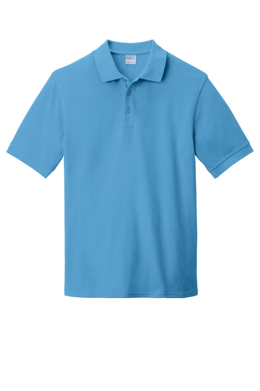 Front View of Aquatic Blue Port & Company Combed Ring Spun Pique Polo. KP1500