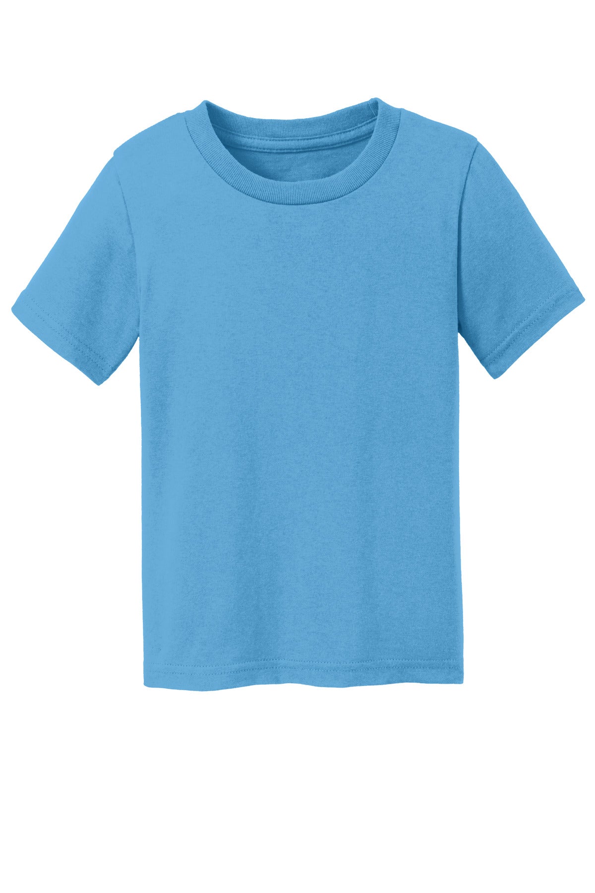 Front View of Aquatic Blue Port & Company Toddler Core Cotton Tee. CAR54T