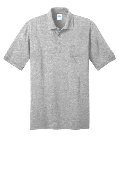 Front View of Ash Port & Company Core Blend Jersey Knit Pocket Polo. KP55P