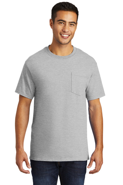 Front View of Ash Port & Company - Tall Essential Pocket Tee. PC61PT