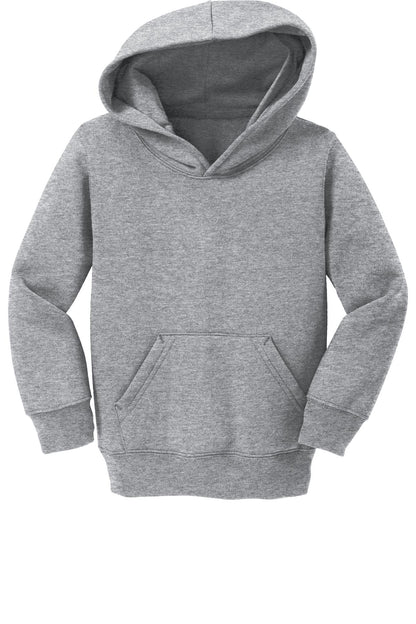 Front View of Athl Heather Port & Company Toddler Core Fleece Pullover Hooded Sweatshirt. CAR78TH