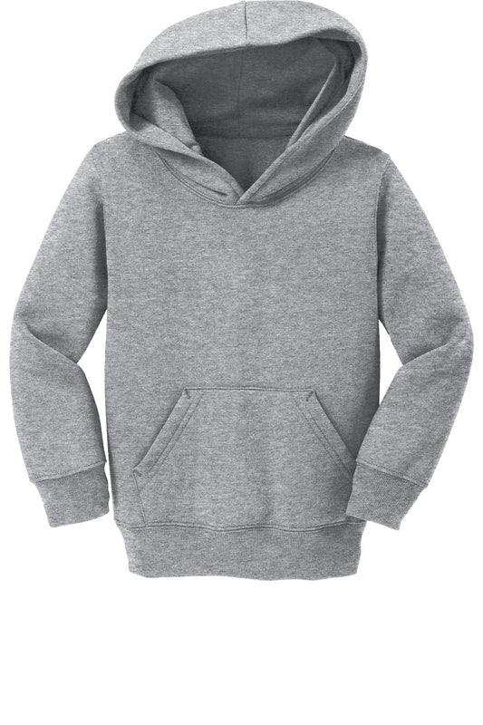 Front View of Athl Heather Port & Company Toddler Core Fleece Pullover Hooded Sweatshirt. CAR78TH