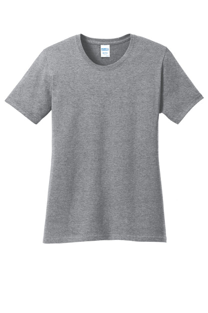 Front View of Athl Heather Port & Company Women's Core Cotton Tee. LPC54