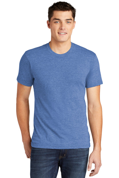 Front View of AthlBlue American Apparel Tri-Blend Short Sleeve Track T-Shirt TR401