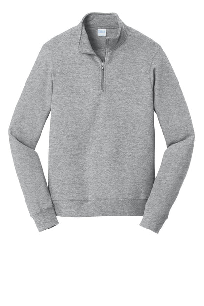 Front View of Athletic Hthr Port & Company Fan Favorite Fleece 1/4-Zip Pullover Sweatshirt. PC850Q