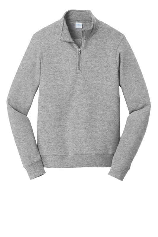 Front View of Athletic Hthr Port & Company Fan Favorite Fleece 1/4-Zip Pullover Sweatshirt. PC850Q