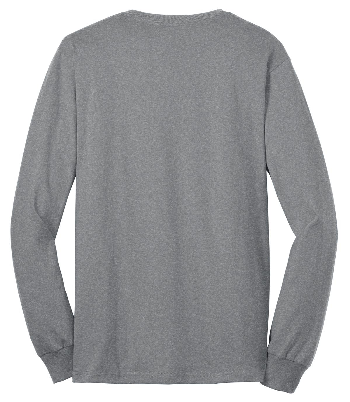 Front View of Athletic Hthr Port & Company Tall Long Sleeve Core Blend Tee. PC55LST