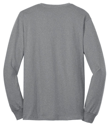 Front View of Athletic Hthr Port & Company Tall Long Sleeve Core Blend Tee. PC55LST