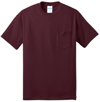 Front View of Athletic Marn Port & Company Tall Core Blend Pocket Tee. PC55PT