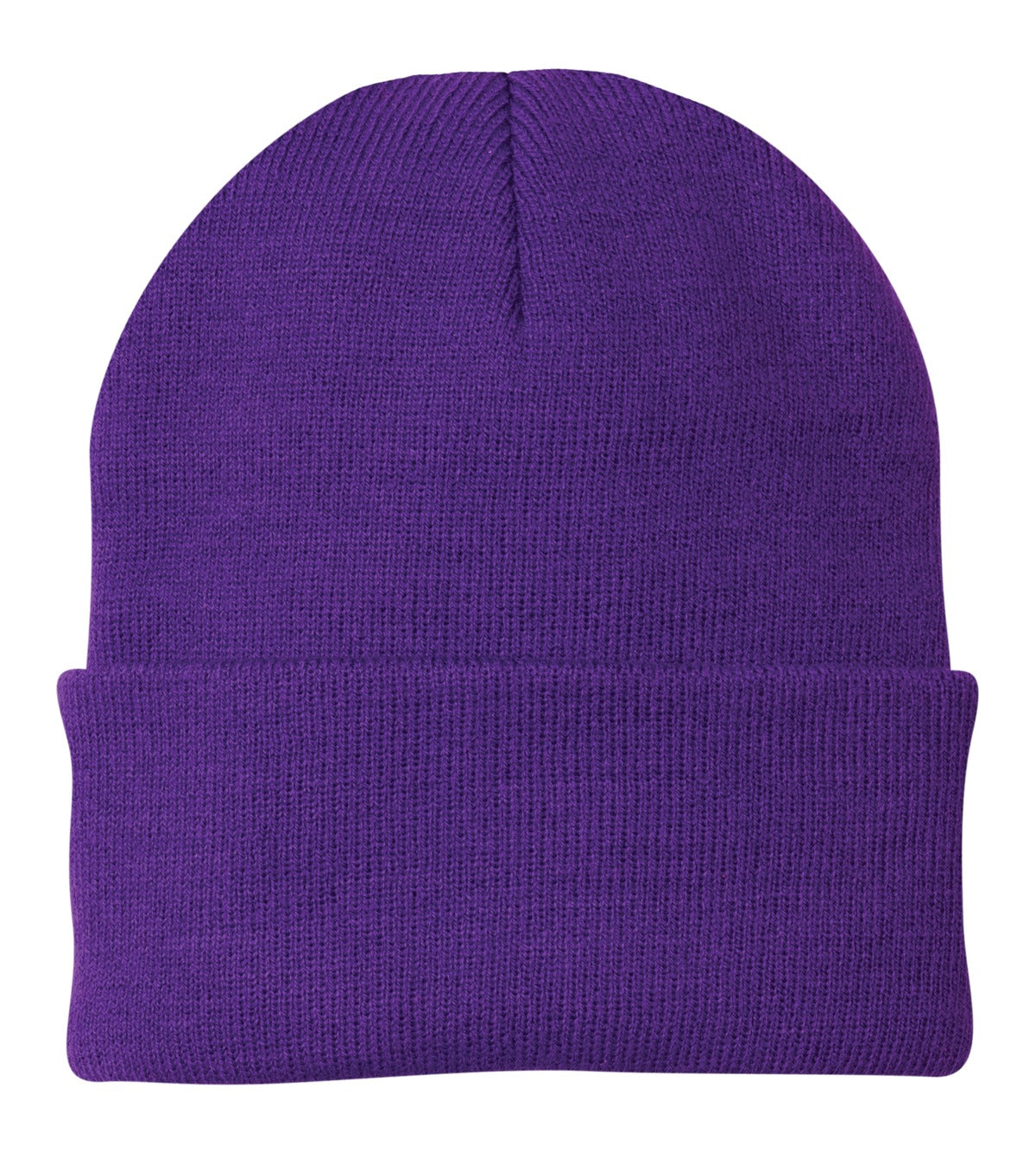 Front View of Athletic Prple Port & Company Knit Cap. CP90
