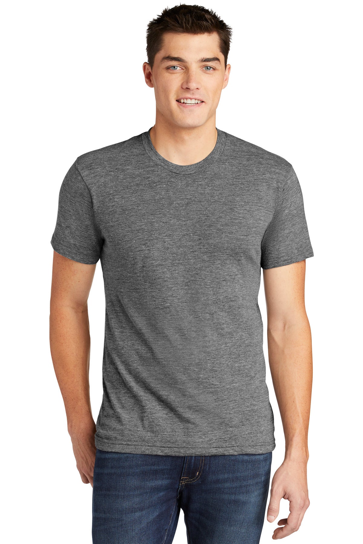 Front View of AthlGrey American Apparel Tri-Blend Short Sleeve Track T-Shirt TR401