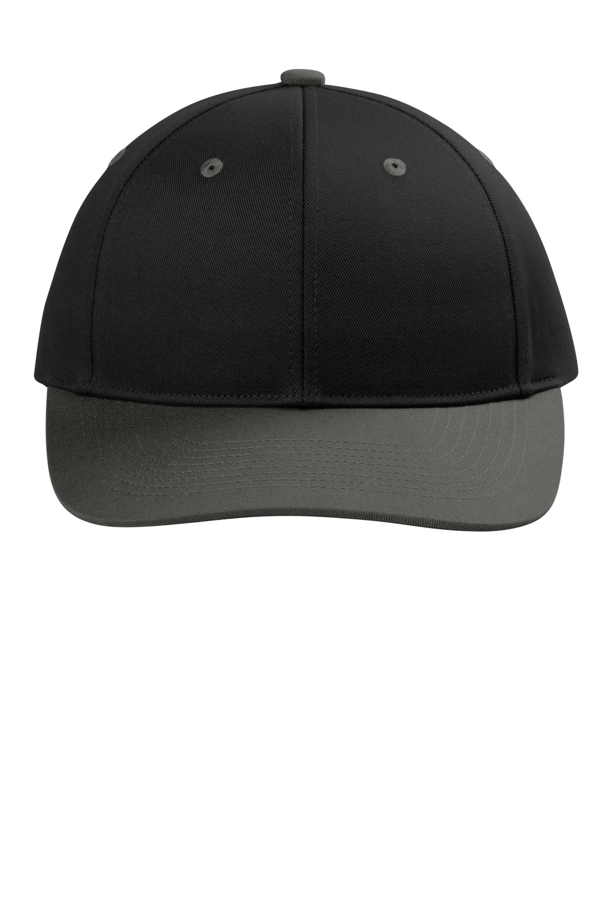 Front View of Bk/GyStl Port Authority Snapback Cap C118