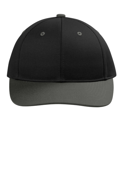 Front View of Bk/GyStl Port Authority Snapback Cap C118