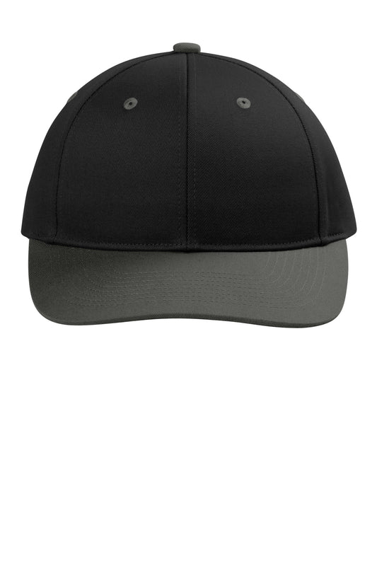 Front View of Bk/GyStl Port Authority Snapback Cap C118