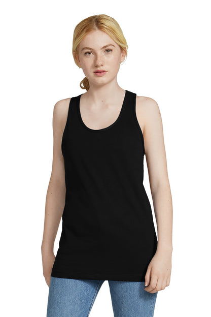 Front View of Black American Apparel Fine Jersey Unisex Tank 2408
