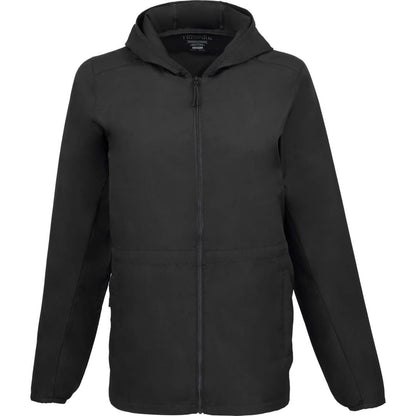 Front View of Black ANETO Lightweight Packable Jacket - Women's plain
