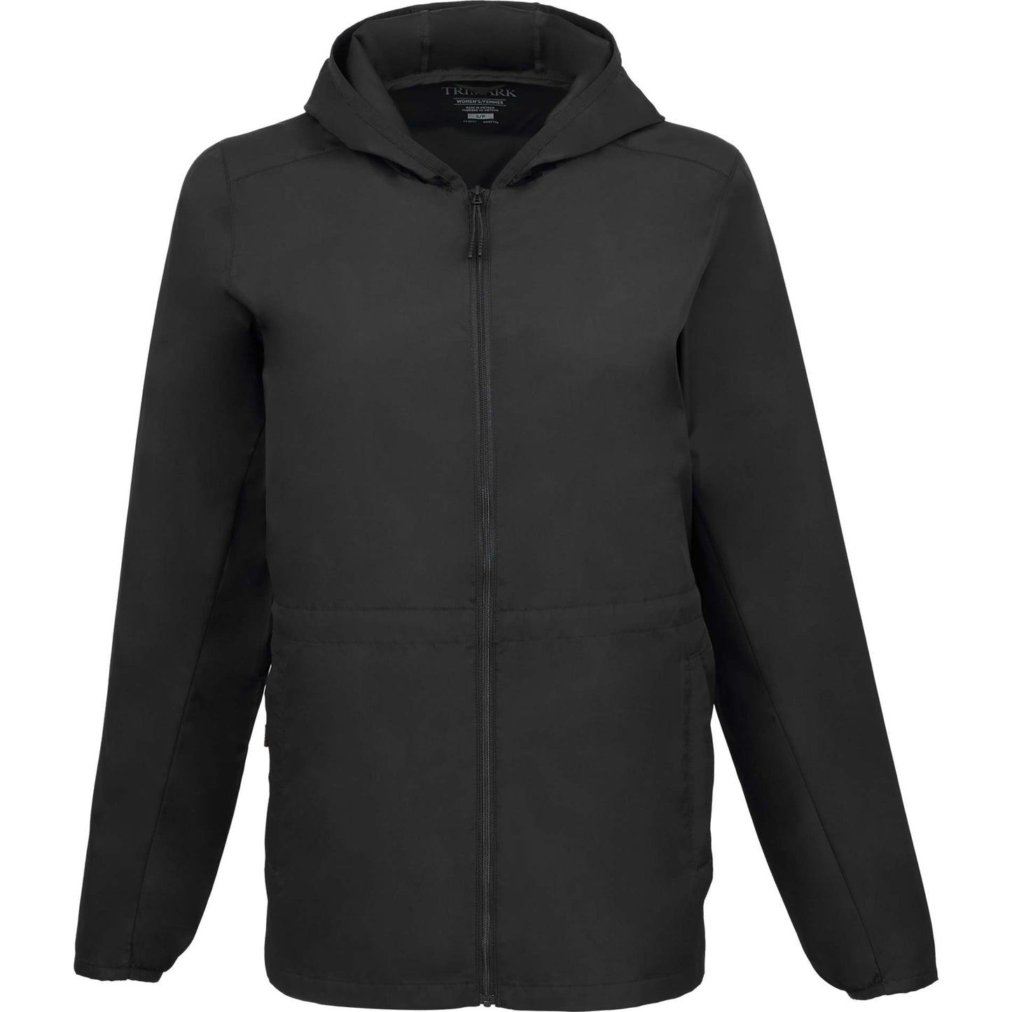 Front View of Black ANETO Lightweight Packable Jacket - Women's plain