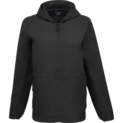 Front View of Black ANETO Lightweight Packable Jacket - Women's plain