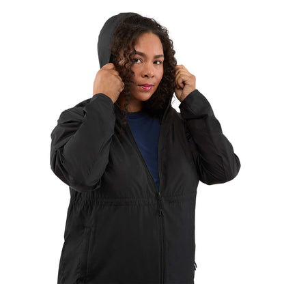 Front View of Black ANETO Lightweight Packable Jacket - Women's plain
