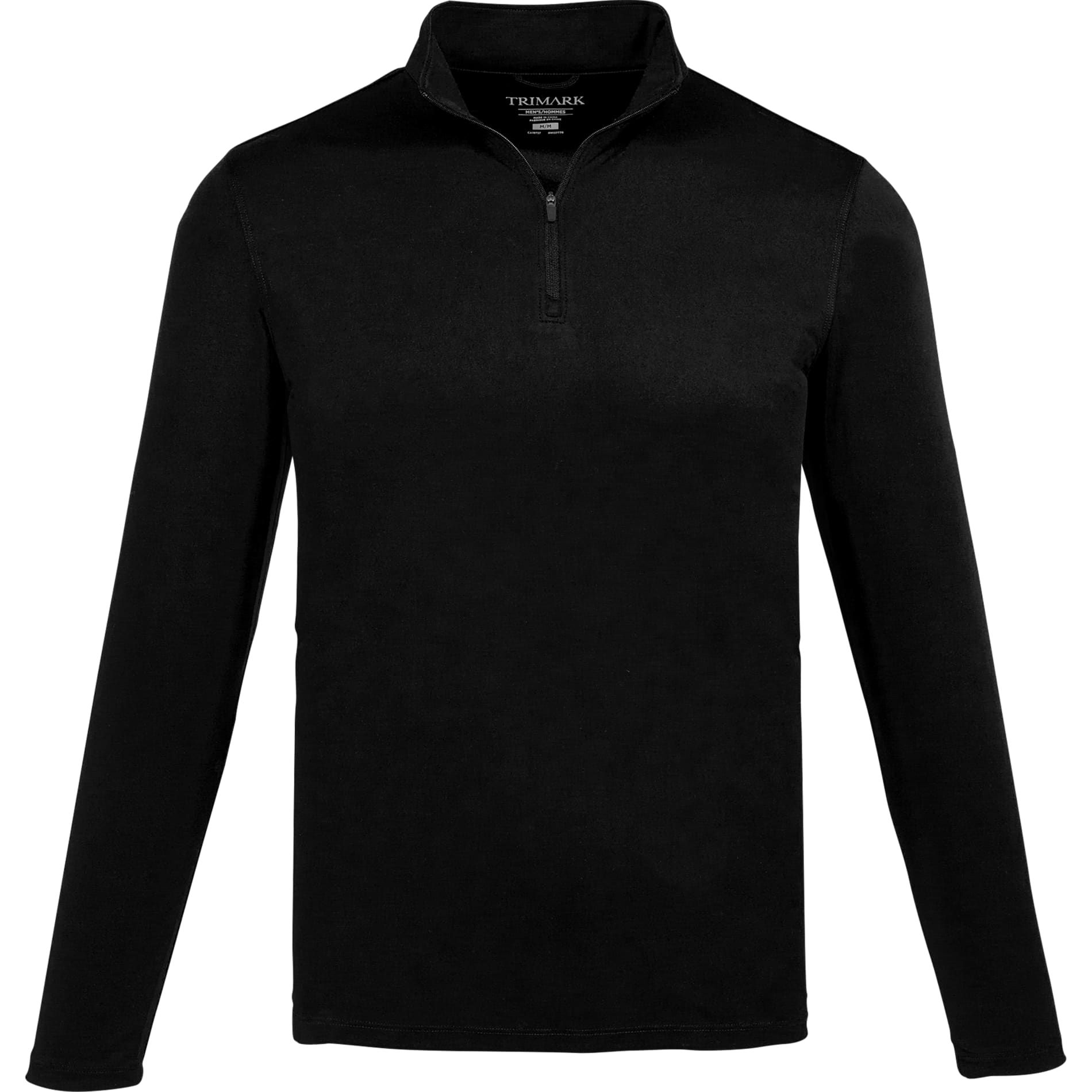 Front View of Black DARA Knit Quarter Zip - Men's plain